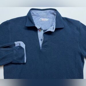 William Pullover Sweater Mens XL Blue Cotton Button Cuffs Golf Made In Italy